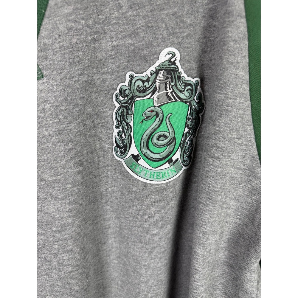Harry Potter Slytherin Sweatshirt Universal Studios Raglan Grey Green 2XL - Picture 5 of 5